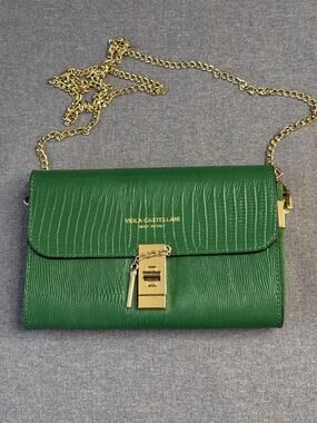 Viola Castellani New Emerald Green Italian Leather Crossbody Bag